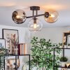 Koyoto ceiling light, globe light Amber, chrome, clear, Smoke-coloured, 3-light sources