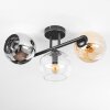 Koyoto ceiling light, globe light Amber, chrome, clear, Smoke-coloured, 3-light sources
