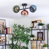 Koyoto ceiling light, globe light blue, green, clear, coppery, 3-light sources