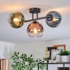 Koyoto ceiling light, globe light blue, green, clear, coppery, 3-light sources