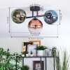 Koyoto ceiling light, globe light blue, green, clear, coppery, 3-light sources