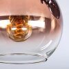 Koyoto ceiling light, globe light blue, green, clear, coppery, 3-light sources