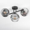 Ripoll ceiling light, globe light chrome, clear, Smoke-coloured, 3-light sources