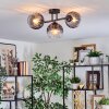Koyoto ceiling light, globe light clear, Smoke-coloured, 3-light sources