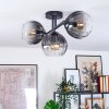 Koyoto ceiling light, globe light clear, Smoke-coloured, 3-light sources