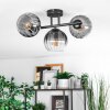Koyoto ceiling light, globe light clear, Smoke-coloured, 3-light sources