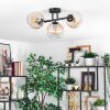 Koyoto ceiling light, globe light Amber, clear, 3-light sources