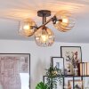 Koyoto ceiling light, globe light Amber, clear, 3-light sources