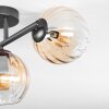 Koyoto ceiling light, globe light Amber, clear, 3-light sources