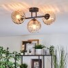 Koyoto ceiling light, globe light Amber, clear, 3-light sources