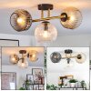 Ripoll ceiling light, globe light gold, black, 3-light sources
