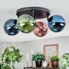 Gastor ceiling light, globe light blue, green, coppery, 4-light sources