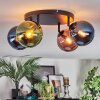 Gastor ceiling light, globe light blue, green, coppery, 4-light sources