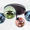 Gastor ceiling light, globe light blue, green, coppery, 4-light sources