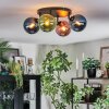 Gastor ceiling light, globe light blue, green, coppery, 4-light sources