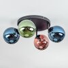 Gastor ceiling light, globe light blue, green, coppery, 4-light sources