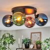 Gastor ceiling light, globe light blue, green, coppery, 4-light sources