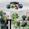 Gastor ceiling light, globe light blue, green, coppery, 4-light sources