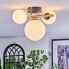Chehalis ceiling light, globe light gold, black, 3-light sources