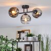 Koyoto ceiling light, globe light chrome, clear, Smoke-coloured, 3-light sources