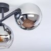 Koyoto ceiling light, globe light chrome, clear, Smoke-coloured, 3-light sources