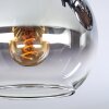 Koyoto ceiling light, globe light chrome, clear, Smoke-coloured, 3-light sources