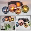 Koyoto ceiling light, globe light blue, gold, green, coppery, 4-light sources