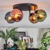 Koyoto ceiling light, globe light blue, gold, green, coppery, 4-light sources