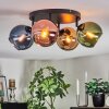 Koyoto ceiling light, globe light blue, gold, green, coppery, 4-light sources
