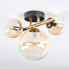 Chehalis ceiling light, globe light gold, black, 3-light sources