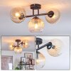 Koyoto ceiling light, globe light Amber, clear, 3-light sources