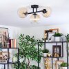 Koyoto ceiling light, globe light Amber, clear, 3-light sources