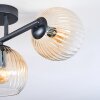 Koyoto ceiling light, globe light Amber, clear, 3-light sources