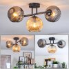 Ripoll ceiling light, globe light Amber, Smoke-coloured, 3-light sources