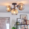 Ripoll ceiling light, globe light Amber, clear, Smoke-coloured, 3-light sources