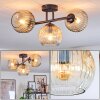 Ripoll ceiling light, globe light Amber, clear, 3-light sources