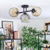 Ripoll ceiling light, globe light Amber, clear, Smoke-coloured, 3-light sources