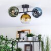 Koyoto ceiling light, globe light blue, gold, green, clear, 3-light sources