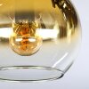 Koyoto ceiling light, globe light blue, gold, green, clear, 3-light sources