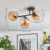 Koyoto ceiling light, globe light Amber, 3-light sources