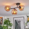 Koyoto ceiling light, globe light Amber, 3-light sources
