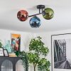 Koyoto ceiling light, globe light blue, green, coppery, 3-light sources