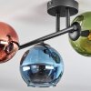 Koyoto ceiling light, globe light blue, green, coppery, 3-light sources