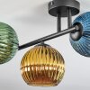 Koyoto ceiling light, globe light blue, gold, green, 3-light sources