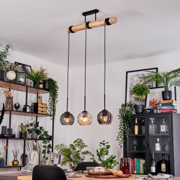 Koyoto hanging light, globe light, pendant light Ecru, black, 3-light sources