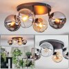 Koyoto ceiling light, globe light Amber, chrome, clear, Smoke-coloured, 4-light sources