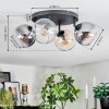 Koyoto ceiling light, globe light Amber, clear, Smoke-coloured, 4-light sources