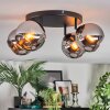 Koyoto ceiling light, globe light chrome, Smoke-coloured, 4-light sources