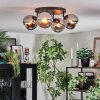 Koyoto ceiling light, globe light chrome, Smoke-coloured, 4-light sources