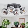 Koyoto ceiling light, globe light clear, Smoke-coloured, 4-light sources